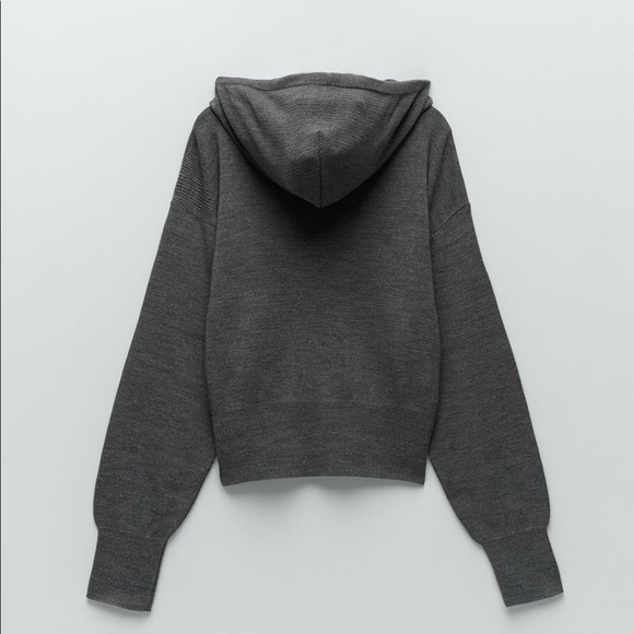 ZARA Hooded Crop Kangaroo Sweatshirt Hoodie M - Picture 2 of 15